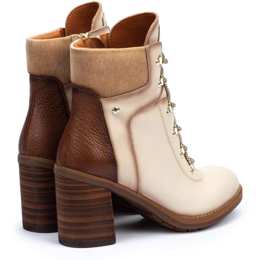 Women's Pikolinos POMPEYA Ankle Boots Cream / Brown | NZ K29571Q